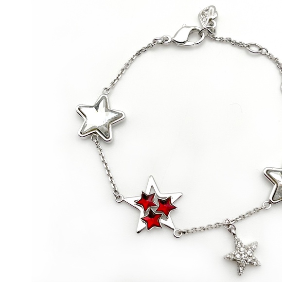 Swarovski Star Charm Bracelet with Red and White Crystals - Picture 3 of 3